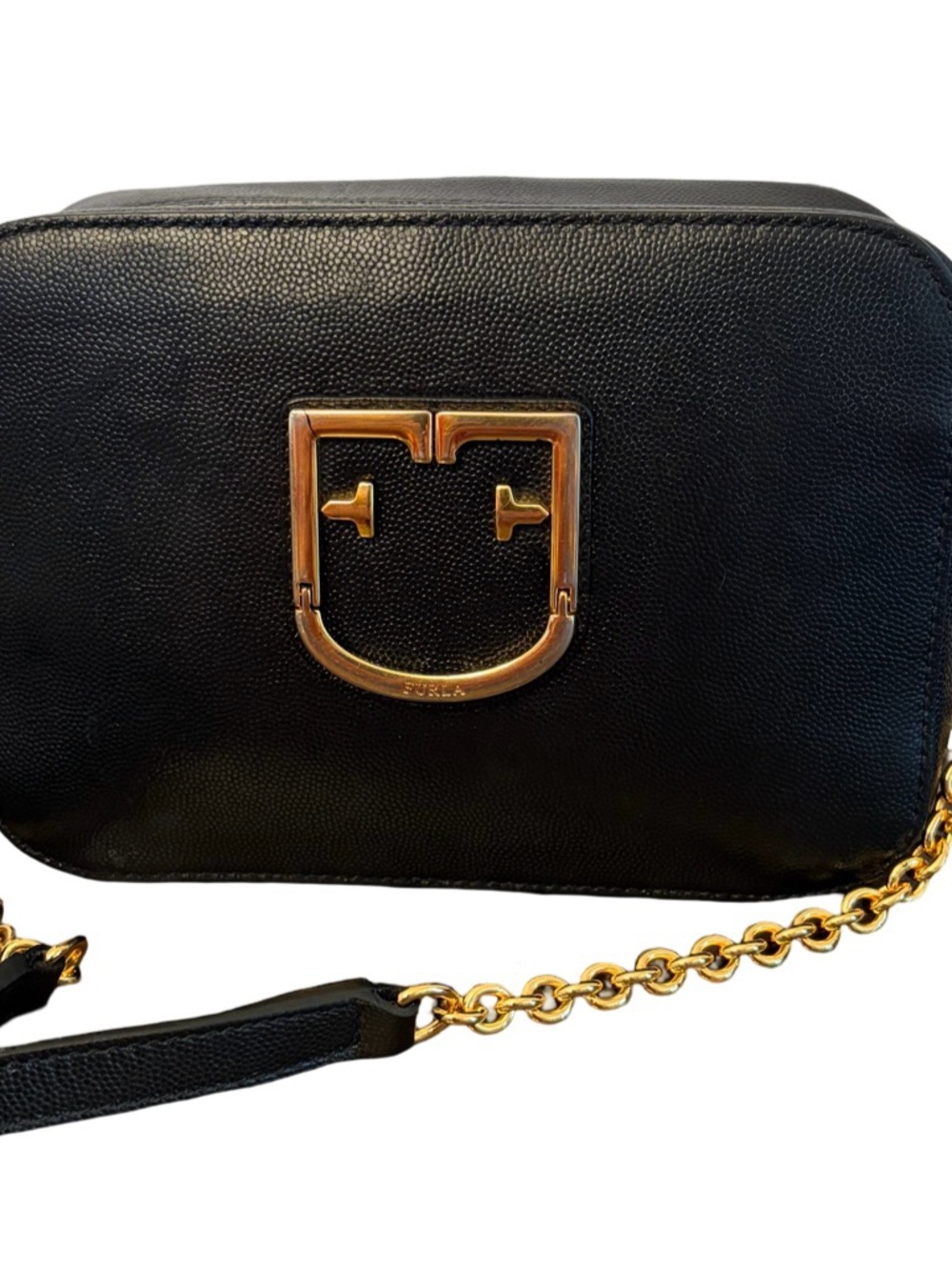 Furla Brava Leather Camera Crossbody Bag Pouch Black Authentic Made In Italy - Picture 13 of 14